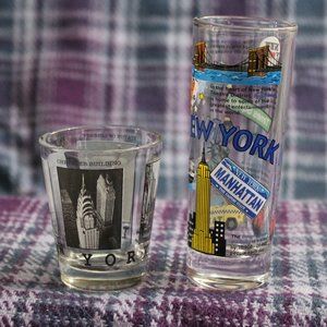 New York City Attractions Shot Glass Lot of two